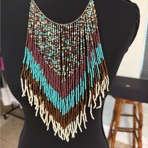 ZAD Turquoise and Brown Beaded Necklace